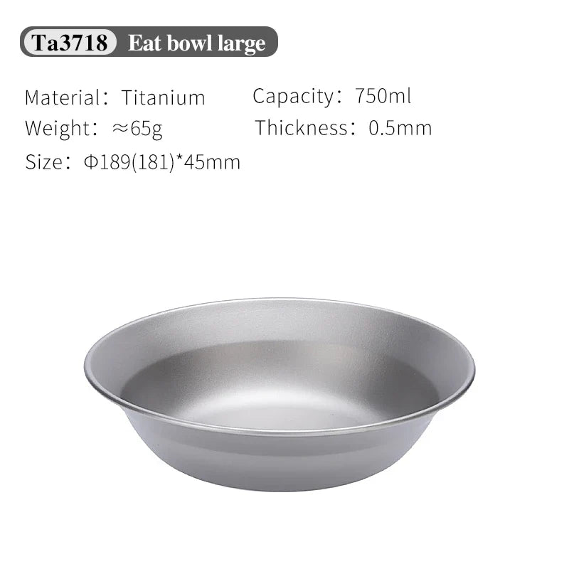 Tiartisan-Filles à repas de camping en titane, assiettes, ustensiles, randonnée en plein air, ultraléger, portable, empilable, plats à salade, ensemble de britware
