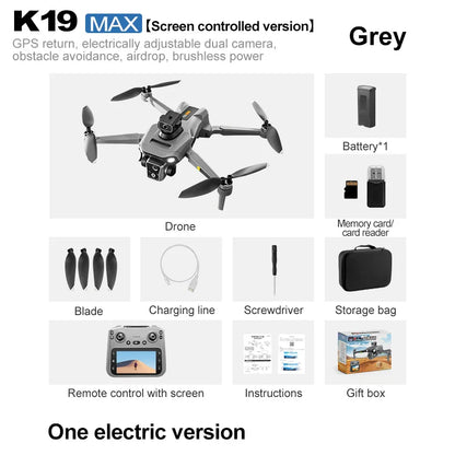 Nouveau K19MAX GPS Drone pêche Air lancer 5G 4.5 écran 360 ° Évitement d'obstacles laser FPV HD caméra professionnelle Dron quadrirotor