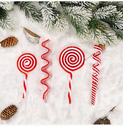 Cannes à bonbons de Noël en acrylique, pendentif béquille torsadé pour arbre de Noël, décorations de Noël pour le Nouvel An, ornements, cadeaux