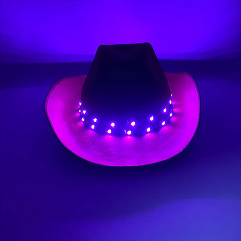 Chapeau de cowboy LED télécommandé pour femmes et hommes, chapeaux de cow-girl occidentaux, robe de l'ouest, vêtements de sauna scintillants pour Halloween, casquette unisexe, mode
