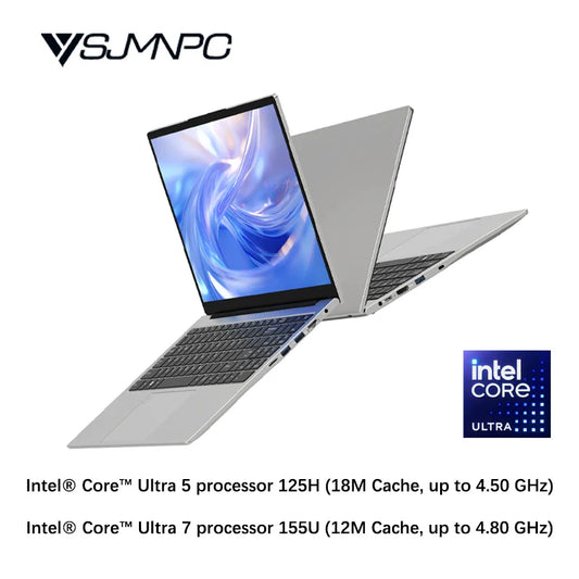 2025 New Intel Core Ultra7 155U/Ultra5 125H 15.6 Inch Gaming Laptop 2*DDR5 5600MHz 2*M.2 PCIE Fullfeatured Type C WI-FI 6 BT5.2
