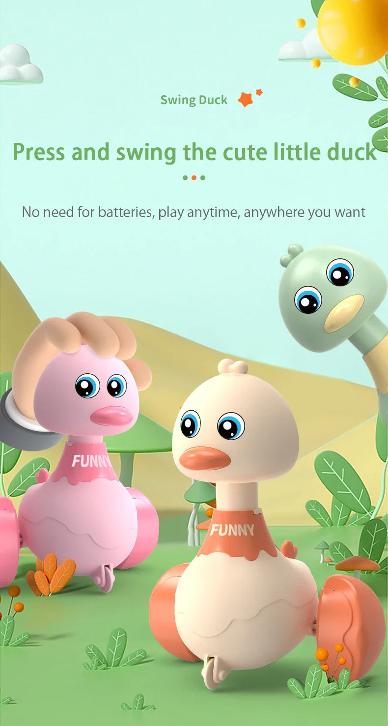 Balançoire de Bébé Jouet Canard Dessin Animé Véhicules à Pousser Jouets Animaux à Glissement Inertie Voitures à Retractation Jouets d'Éducation Précoce pour Tout-Petits Garçons Filles