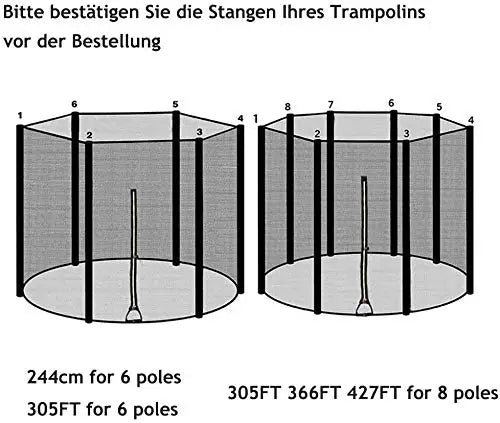 Filet de remplacement pour trampoline, 6/8/10 FT, filet de sécurité de protection, accessoires combinés de coussin de saut anti-chute