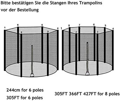 Filet de remplacement pour trampoline, 6/8/10 FT, filet de sécurité de protection, accessoires combinés de coussin de saut anti-chute