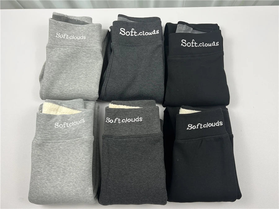 Pantalon crayon taille haute en laine d'agneau pour femme, leggings d'hiver épais, peluche moelleuse, longueur de rinçage, doublure en velours chaud ATIONS Ins, décontracté