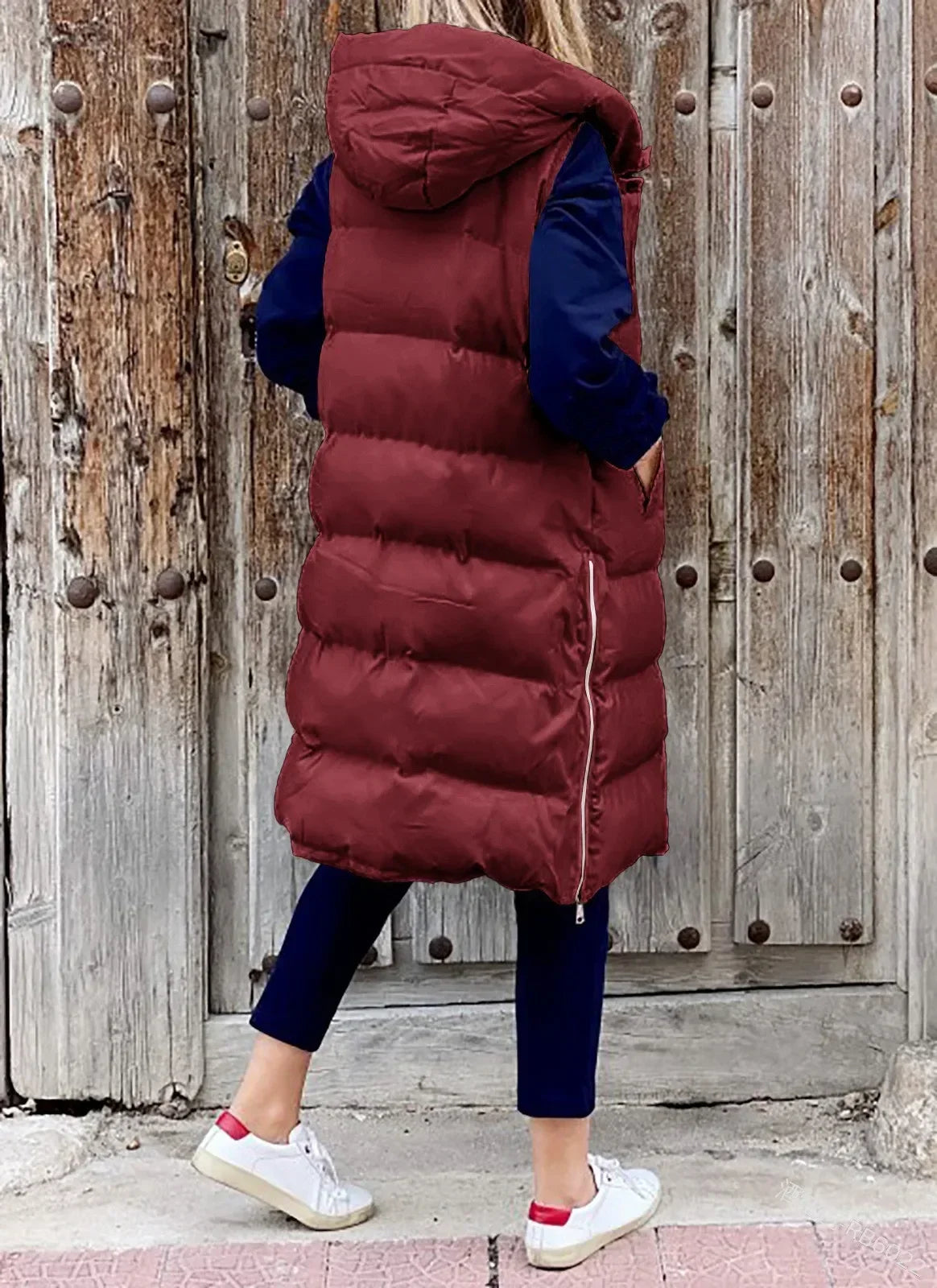 Women Autumn Winter Hooded Vest Coats Outwear Jacket Single-breasted Sleeveless Warm Solid Color Coats Parka