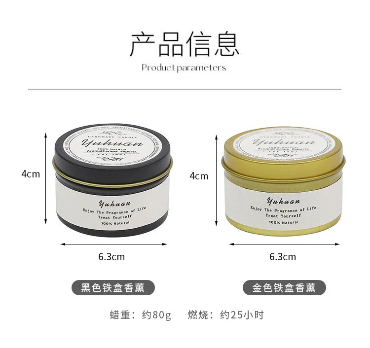 Bougies parfumées en étain noir, bocaux de bougies à mèche en bois avec couvercle, bougies décoratives classiques pour la maison, citronnelle de luxe
