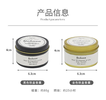 Bougies parfumées en étain noir, bocaux de bougies à mèche en bois avec couvercle, bougies décoratives classiques pour la maison, citronnelle de luxe