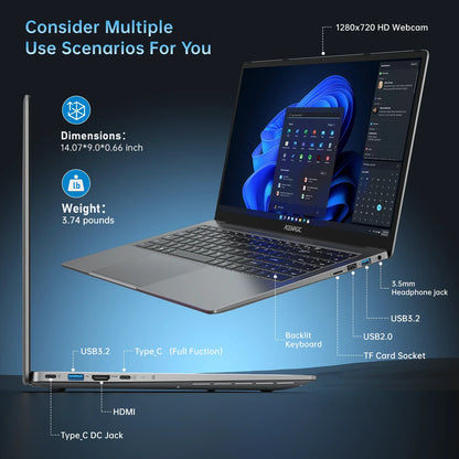 ACEMAGIC Gaming Notebook AMD Ryzen 7 5700U(Beat i7-1265U)Backlit Laptop Keyboard RAM 16GB NVME SSD 512GB 16.1" Full HD 1920x1080