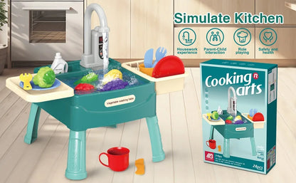 Jouets de jeu pour enfants à la maison Éducation précoce Simulation de cuisine Lave-vaisselle électrique Table de lavage de légumes avec sortie d'eau