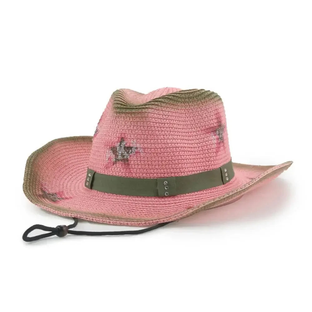 Western Wild West Sheriff Hat With Five Star Party Costume For Men Lady Jazz Cowgirl Wide Cowboy Hat Unique Star Badge Decors