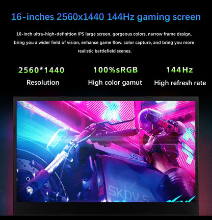 New 12th Gaming Laptop 16.1 Inch Intel i9-12900H NVIDIA RTX 3060 6G Windows11 2.5K IPS Screen 144Hz RGB Keyboard WIFI 6 BT5.2
