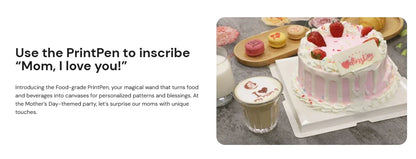 Evebot Food-grade Portable PrintPen Handheld Inkjet Printer Specifically for Food Surfaces Perfect for Coffee Macaron Cakes