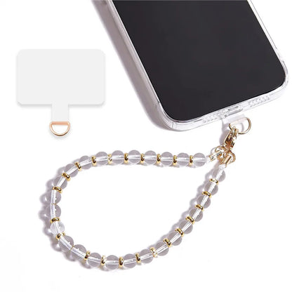 Marble Beaded Phone Wrist Strap, Detachable Cellphone Lanyard with Tether Tab, Hands-Free Wristlet Bracelet, Grip for Women