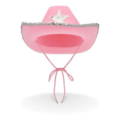Pink Cowboy Hat for Girls Cowgirl Hat with Sequins and Star