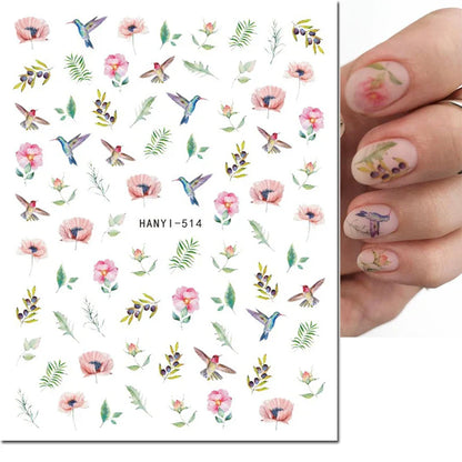 3d Nail Art Stickers Winter Autumn Golden Leaves Red Roses Flowers Decals For Nails Decoration Manicure Salon Beauty