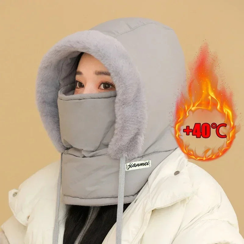 Cagoule thermique pour temps froid, écharpe d'hiver, capuche coupe-vent, chapeau en peluche, chauffe-cou, masque facial de Ski pour les activités de plein air