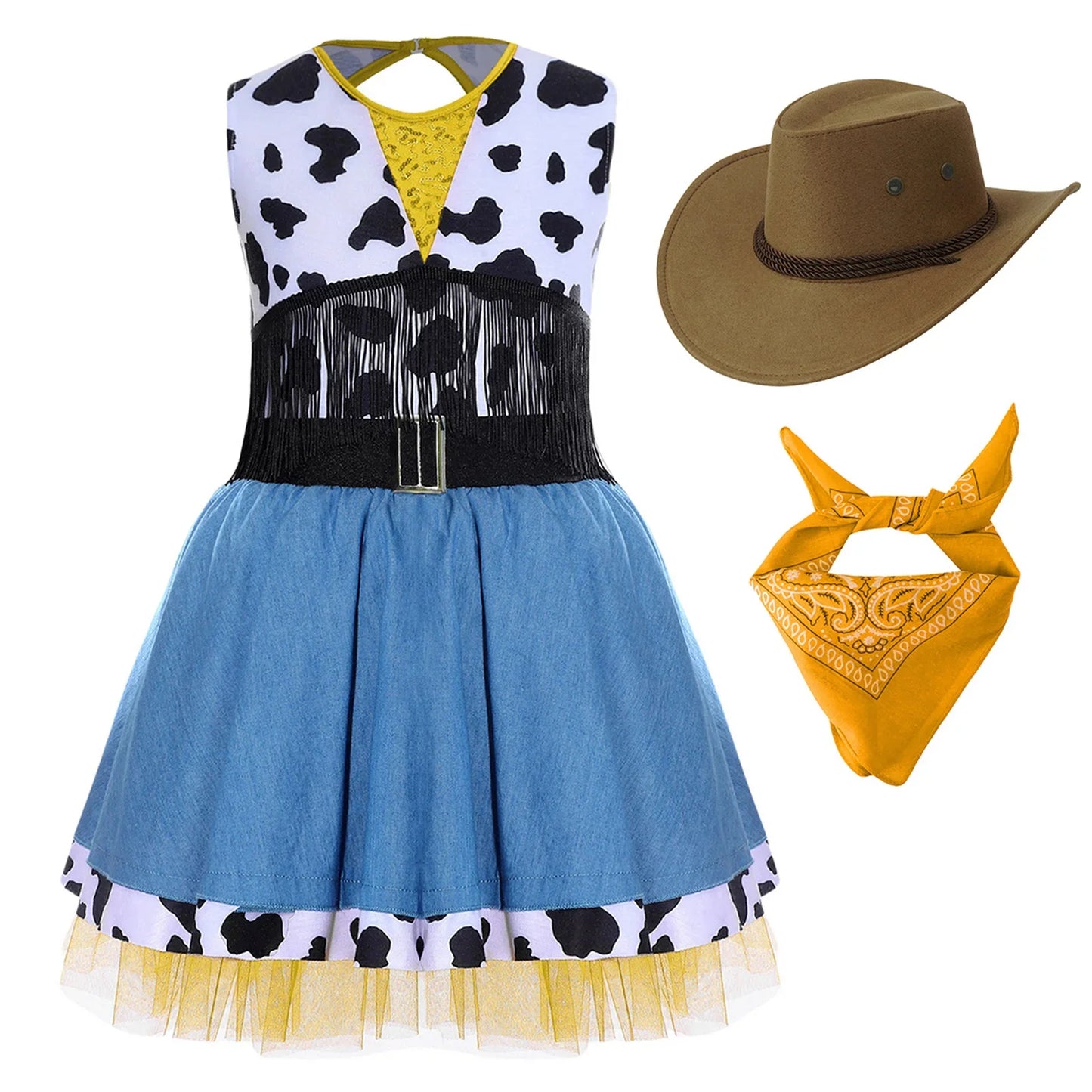 Wild West Cowgirl Cosplay Costume Set Cowboy Halloween Carnival Cosplay Dress Up Outfit Festival Dance Party Stage Performance