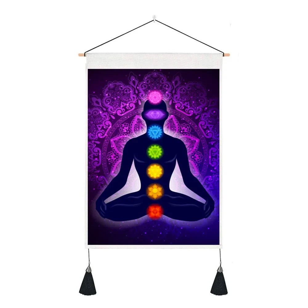 Seven Chakra Tapestry Yoga Meditation Wall Tapestry Boho Mandala Tapestry Hippie Wall Hanging for Home Decor 13.8 x 19.7 Inches