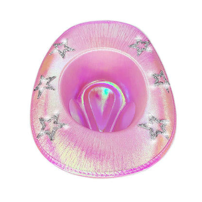 Chapeau de Cowboy occidental rose pour filles, chapeau de Cowgirl avec étoile en cristal Super brillant, chapeau melon pour mariage, carnaval, fête de Festival