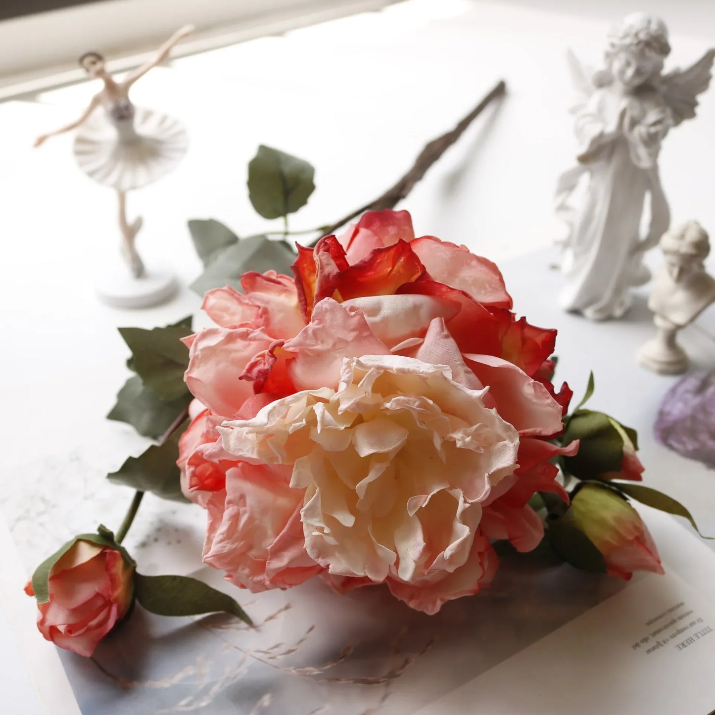 Grand Bouquet de pivoines blanches haut de gamme, fleurs artificielles pour décoration de mariage, de maison, fausses fleurs pour le nouvel an, décorations d'automne