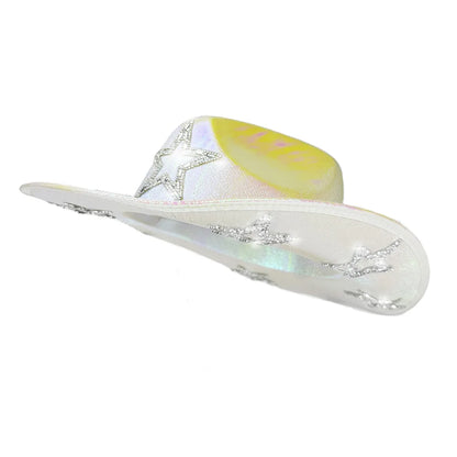 Chapeau de Cowboy occidental rose pour filles, chapeau de Cowgirl avec étoile en cristal Super brillant, chapeau melon pour mariage, carnaval, fête de Festival