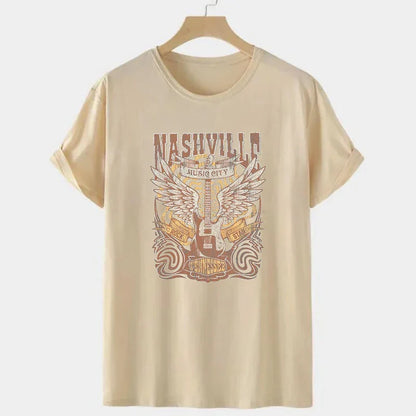 Country Music Graphic T-Shirt Short Sleeve Crew Neck Casual Top Tee For Spring & Summer Western Vintage Fashion Women's Clothing