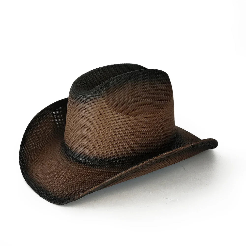 Nouveau chapeau de cowboy dégradé rétro Western pour hommes et femmes, chapeau de cowboy de scène de fête en plein air, chapeau de chevalier, sombrero de cowgirl vaquero