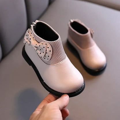 Enfants bottes courtes filles chaussures automne hiver chaud tricoté enfants bottes princesse doux arc enfant en bas âge filles bottes chaussures enfant H11071