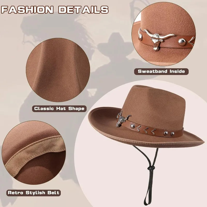 Women's Cowgirl Costume 3 Pcs Faux Suede Fringe Vest with Rivets Cowboy Hat Carnival Party Outfit Clubwear