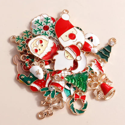 Leslie-Breloques de Noël en émail, arbre flocon de neige, chaussette, cerf, bonhomme de neige, bijoux de bricolage, cadeaux de Noël et du Nouvel An, 10 pièces