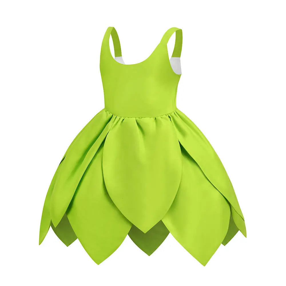 2024 Baby Girls Fairy Miss Tinker Dress Suspenders Frock Elves Cosplay Halloween Costume Child Pixie Elf Carnival Clothing Robes