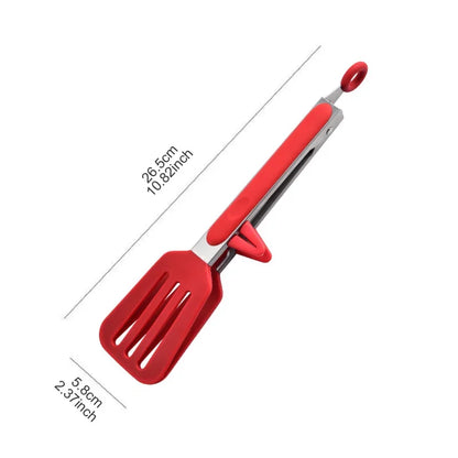 9" Stainless Steel Food Tongs, Non-Stick Silicone Cooking Tongs, Outdoor Salad and Bread Utensils, Kitchen Accessories