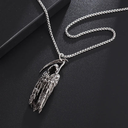 Hell Death Scythe Necklace Pendant Gothic Mysterious Devil Necklace Men's Personality Punk Retro Halloween Trend Jewelry
