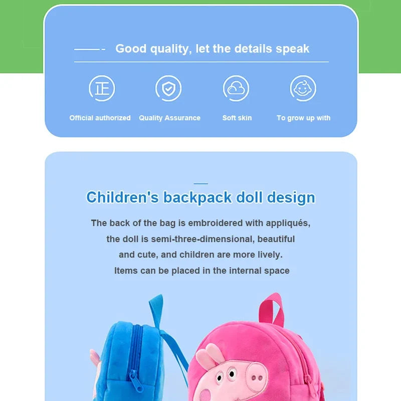 Peppa Pig Crossbody Bag Stereoscopic Doll Backpack Anime Knapsack Plush Coin Purse Toys George Round Pocketbook Children's Gifts