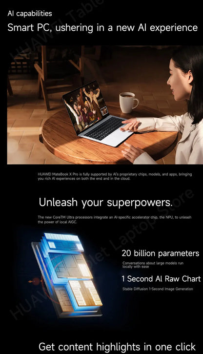 2024 HUAWEI MateBook X Pro Laptop Inter Core Ultra9 185H/Ultra7 155H 32/16GB 2/1TB Netbook 14.2inch 3.1k Touchscreen 120Hz OLED