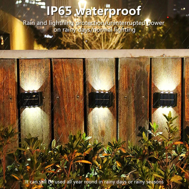 4/6/8/10LED s lampe murale solaire cour rue décor lumière extérieure étanche haut et bas éclairage lumineux jardin paysage lampe