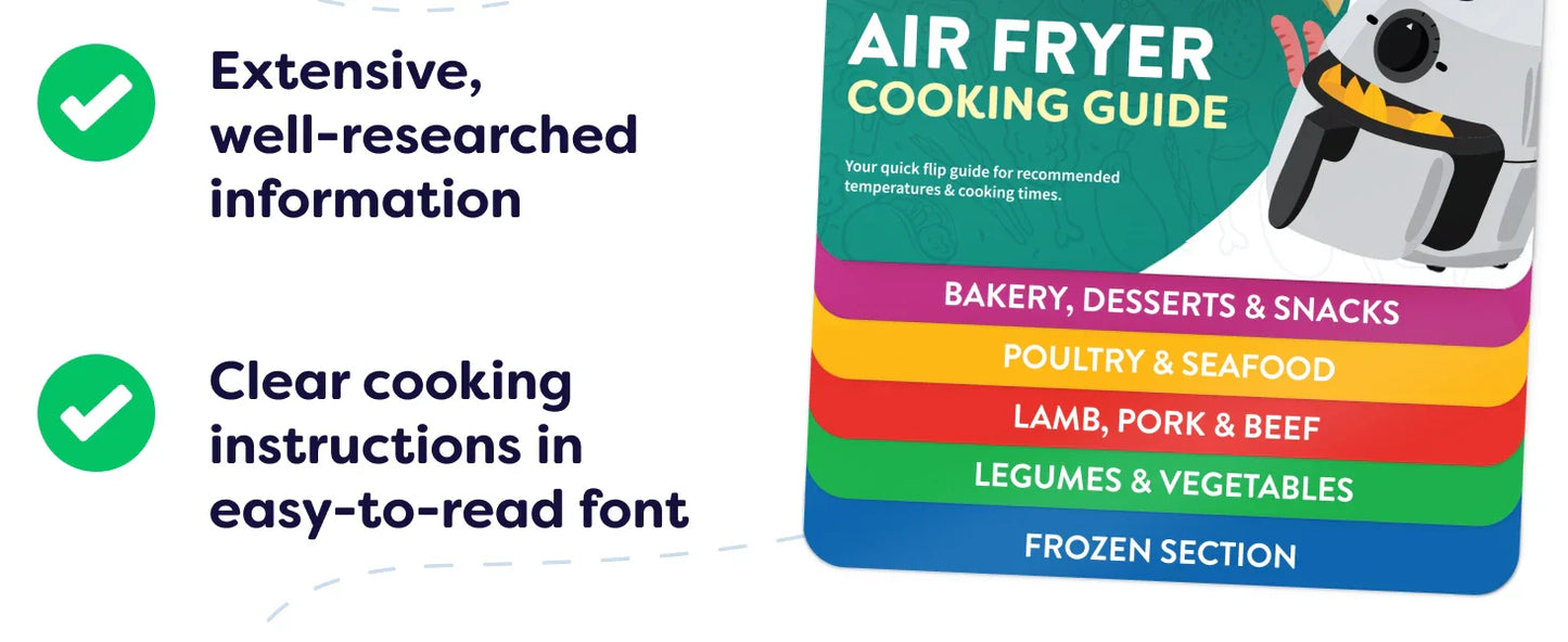 Air Fryer Cookbook Magnetic Cheat Sheet, Guide Booklet, Cookbooks Instant Accessories Oven Cooking Pot Temp Times Chart