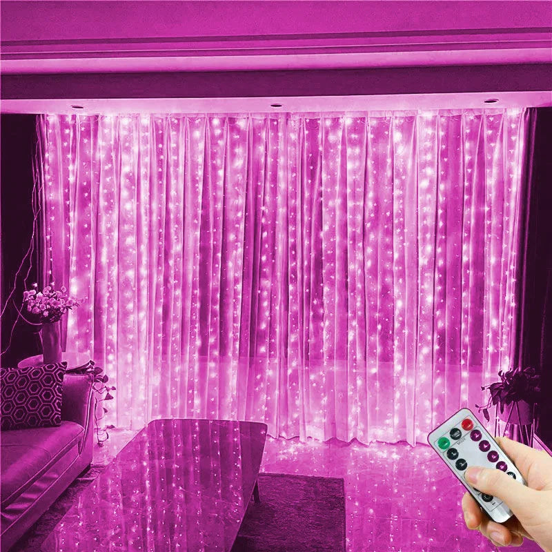 USB Curtain String Lights 8 Lighting Modes LED Light for Outdoor Garden Wedding Christmas New Year Home Decoration