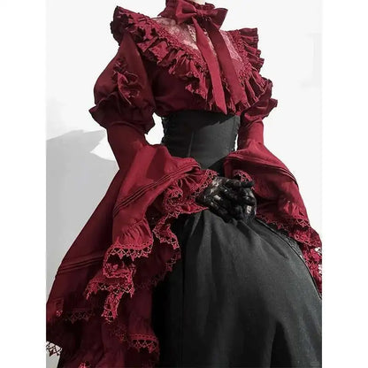 Robe de princesse Marie Antoinette Lolita gothique rose foncé victorienne baroque rococo française pour femmes du XVIIIe siècle, Costume de Noël