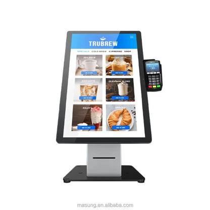 Meilleure vente MASUNG MS-S11 système de commande de kiosque en libre-Service tout en un support de sol POS kiosques de commande alimentaire paiement en libre-service