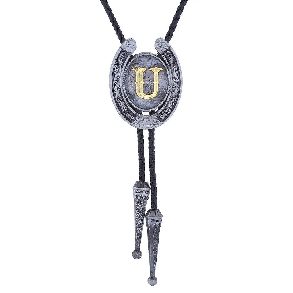 RechicGu-26 lettres Bolo pour homme, style western, cow-boy, cow-girl, cravate en cuir, collier rodéo, bijoux cadeaux, Dropshipping