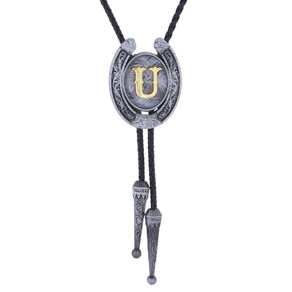 RechicGu-26 lettres Bolo pour homme, style western, cow-boy, cow-girl, cravate en cuir, collier rodéo, bijoux cadeaux, Dropshipping