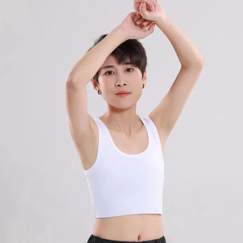 Women Flat Chest Binder With Bandage Pullover Half Length Corset Tank Top FTM Lesbian Transgender Underwear Vest Breast Binder