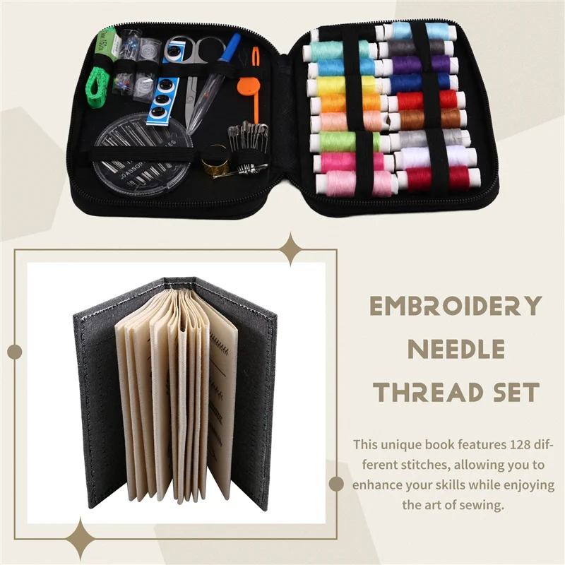 B84B-DIY Stitch Book With Tool Set,Embroidery Felt Book With Needle And Thread Sewing Patterns For Beginners,Embroidery Gift
