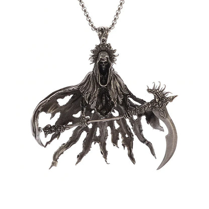 Hell Death Scythe Necklace Pendant Gothic Mysterious Devil Necklace Men's Personality Punk Retro Halloween Trend Jewelry