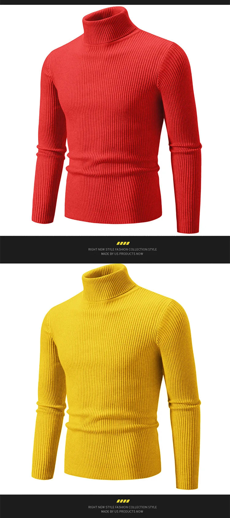 Hommes Pulls Gilets Cols Roulés Tricotés Manches Longues Couleur Unie Décontracté Coupe Slim Épais Épissure Automne Hiver