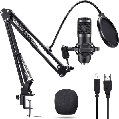 Professional Studio Microphone Live Broadcast Singing Recording Microphone Kits with Suspension Scissor Arm and Metal Shock Mount