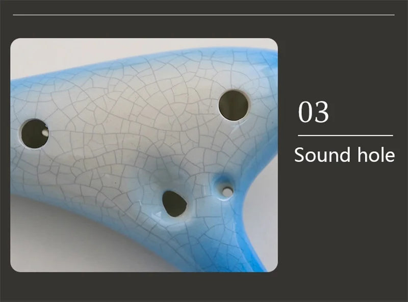 Ocarina-Flûte Alto C à 12 Trous en Céramique, Instrument Professionnel, Tao Chinois, Motif Craquelé, Deux Documents Dégradé