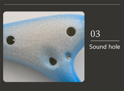 Ocarina-Flûte Alto C à 12 Trous en Céramique, Instrument Professionnel, Tao Chinois, Motif Craquelé, Deux Documents Dégradé